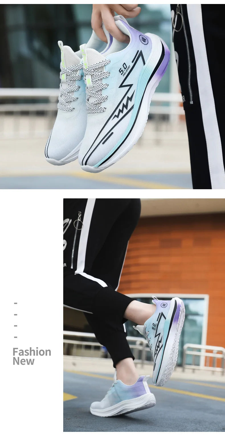 Unisex Lightweight Breathable Running Shoes Sporty Casual Low Top Flat Laced Footwear for Men And Women in Various Colors