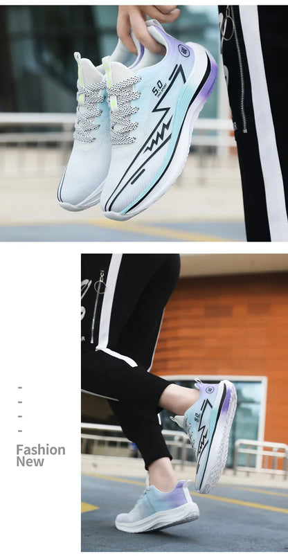 Unisex Lightweight Breathable Running Shoes Sporty Casual Low Top Flat Laced Footwear for Men And Women in Various Colors