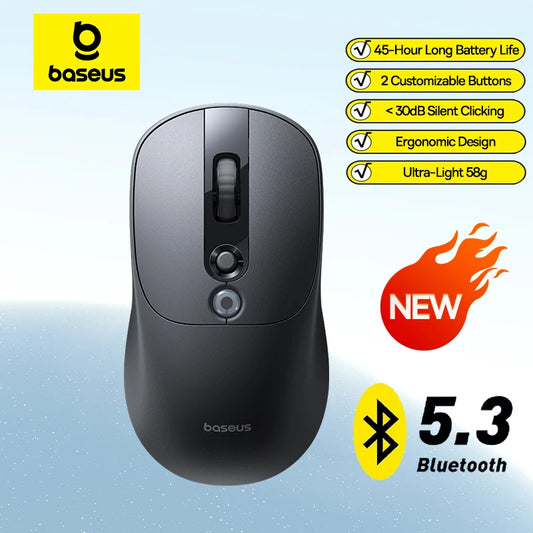 【NOWOŚĆ】Baseus EM2 Ergonomiczna bezprzewodowa mysz Bluetooth 5.3 2.4G z ładowaniem Type-C, ultralekka, cicha, z konfigurowalnym przyciskiem