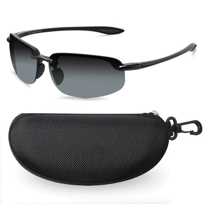 MAXJULI Polarized Sports Sunglasses for Men Women TR90 Rimless Frame Protection for Running Fishing  Driving UV400 8001