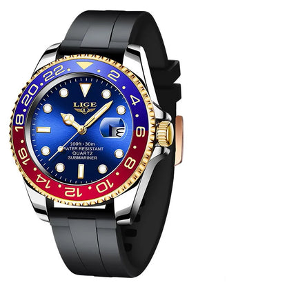 LIGE Men’s Luxury Quartz Watch  Stainless Steel, Luminous Dial, Waterproof & Business Design