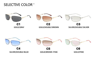 Oval Frameless Y2K Luxury Sunglasses Brand Design High-end Styling Punk Sunglasses Outdoor Retro Personality Sunglasses Women