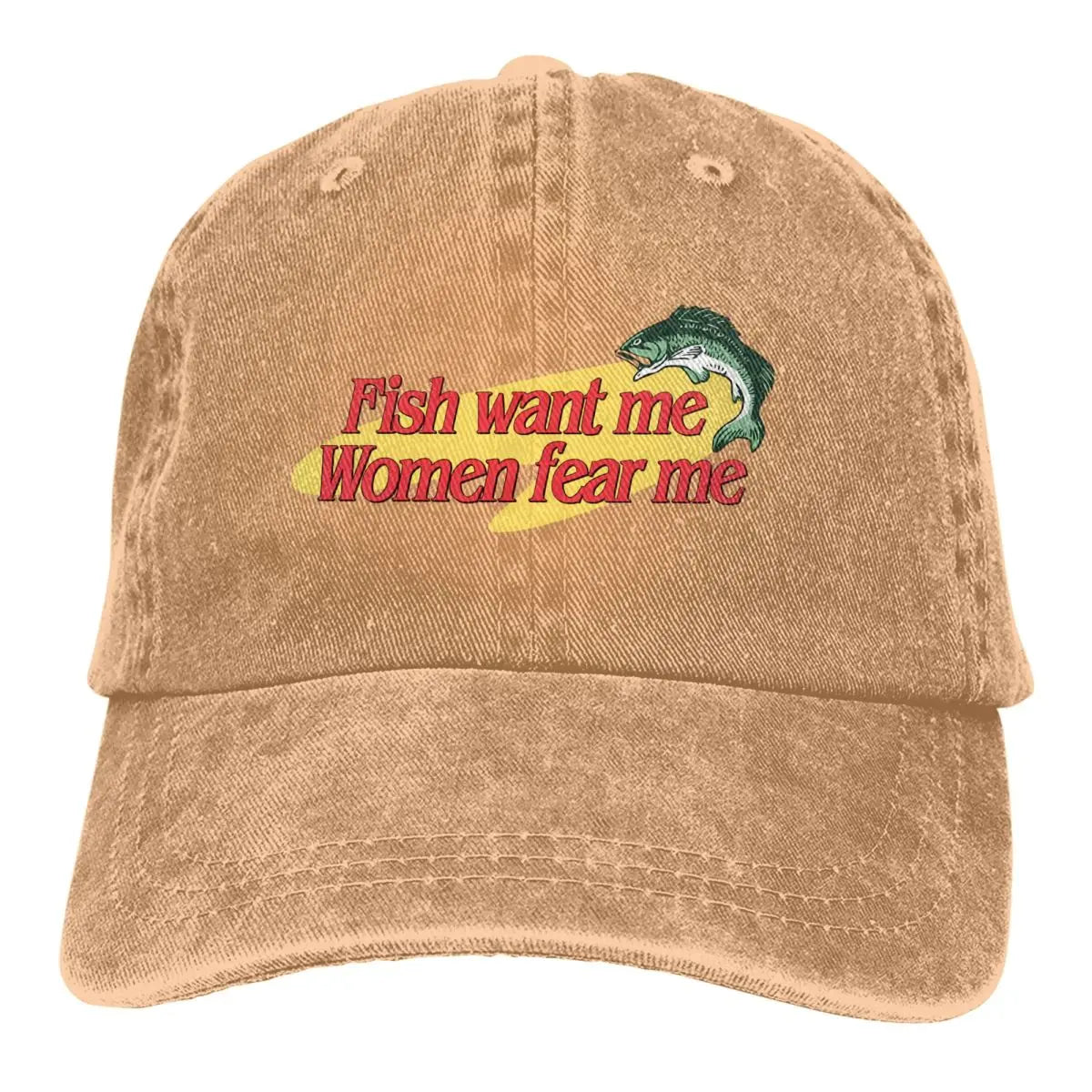 Fish Want Me Women Fear Me Classic Baseball Caps Peaked Cap Fish Go Fishing Fisherman Sun Shade Hats for Men Women
