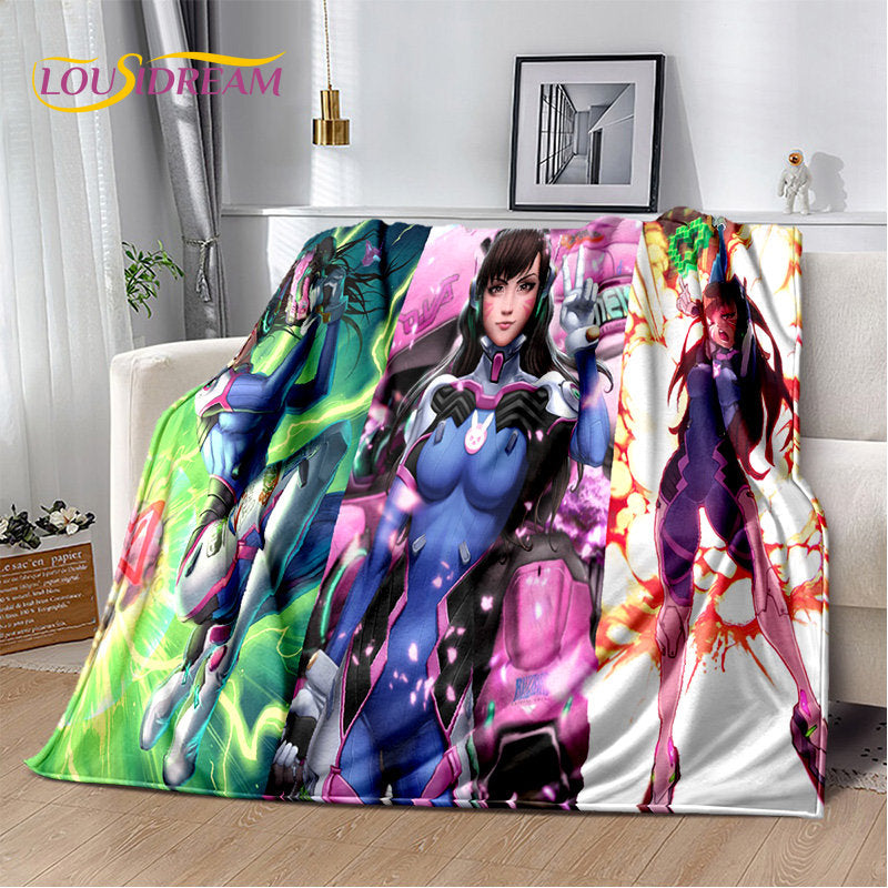 Overwatch Game Gamer DVA Reaper mekana plišana deka, flanelska deka za dnevni boravak, spavaću sobu, krevet, kauč, piknik, djecu, 3D