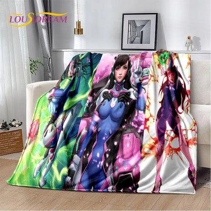Overwatch Game Gamer DVA Reaper mekana plišana deka, flanelska deka za dnevni boravak, spavaću sobu, krevet, kauč, piknik, djecu, 3D
