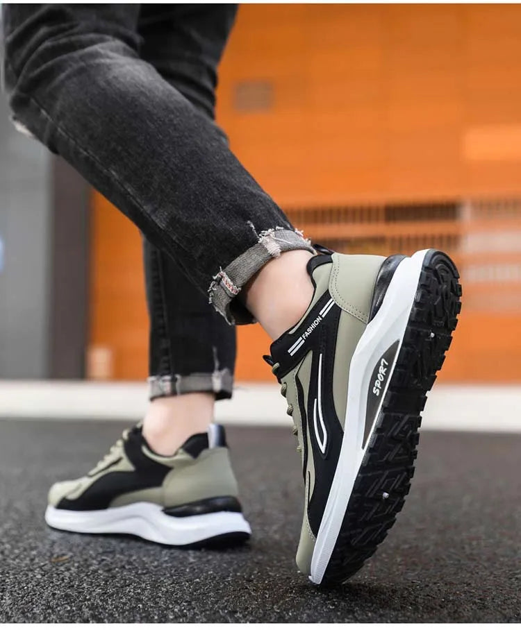 Pantofi sport casual pentru bărbați, stil coreean modern, cu șireturi, confortabili și respirabili, cu talpă groasă, pentru alergare