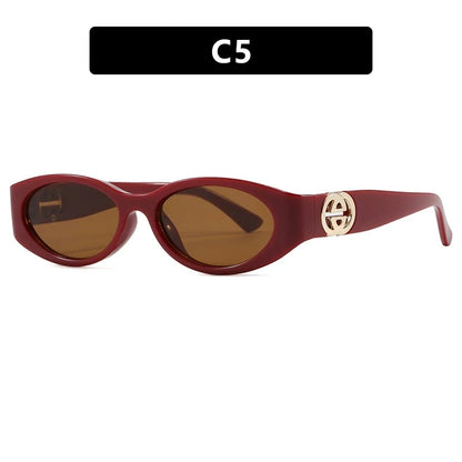 Stylish Small Oval Sunglasses For Women Trendy Design Decoration Fashion Sun Glasses Travelling Hiking Party Women's Shades