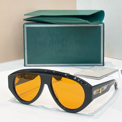 Big Oval Handmade Sunglasses for Men Women Thick Acetate High Quality Fashion Brand Design UV400 Prescription Glasses with Case