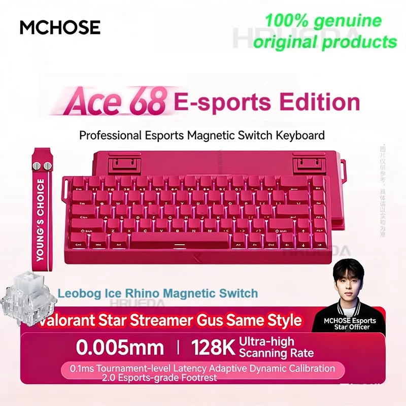 MCHOSE ACE 60 Pro ACE68 V2 Customized Magnetic Axis Gaming Mechanical Keyboard Wired Hot Swap 0.08ms 0.001mmRT 8KHz 256K SOCD/RS