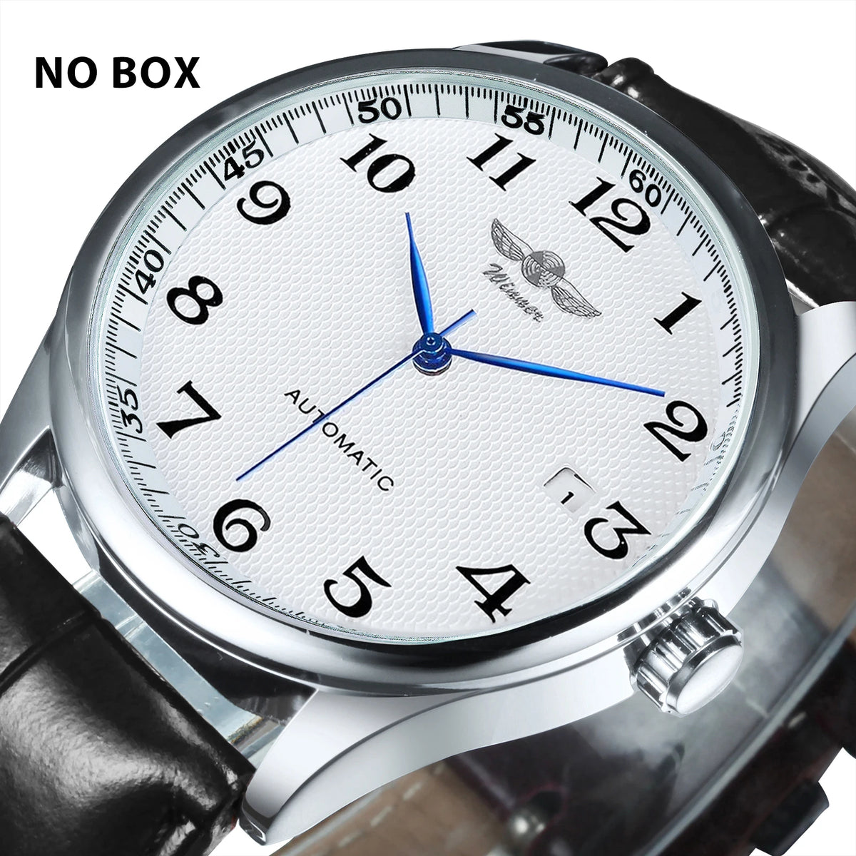 Herrenuhr WINNER – Klassischer, retro-eleganter Stil – Mechanische Automatikuhr mit Kalender – Luxusmarke, Edelstahlgehäuse und Lederarmband