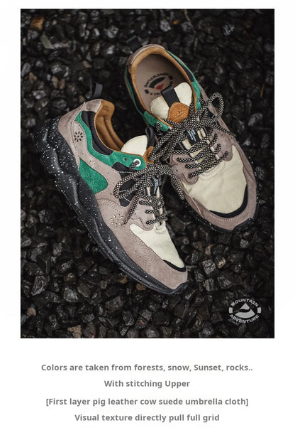 Sneakers sportive outdoor da jogging Maden Patchwork, traspiranti, con lacci, alla moda, da uomo, per corsa casual estiva, con suola spessa