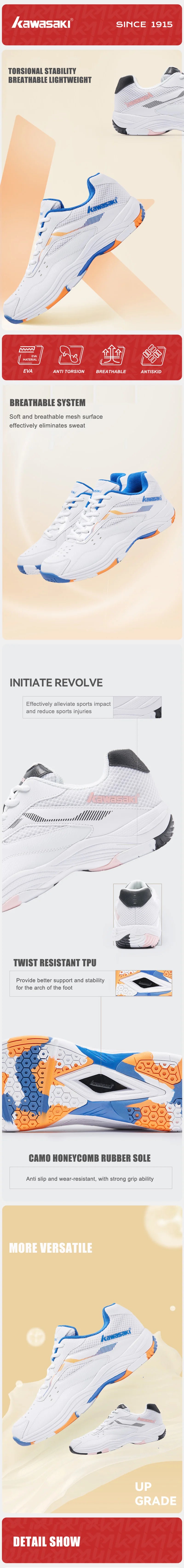 Zapatillas de bádminton Kawasaki para hombre, calzado deportivo profesional para mujer, transpirables para pista cubierta K-086