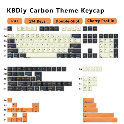 KBDiy 174 Keys/Set PBT GMK Apollo Keycap Double Shot Minimalist ISO Cherry Profile for Game Mechanical Keyboard Keycaps for MX