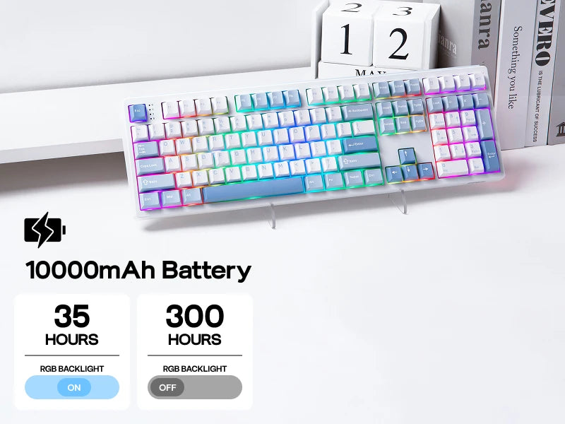 EPOMAKER TH108 100% Full Size Hot-Swap Gasket-Mounted Wired/Bluetooth/2.4Ghz Wireless Mechanical Keyboard with 10000mAh Battery