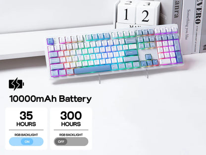 EPOMAKER TH108 100% Full Size Hot-Swap Gasket-Mounted Wired/Bluetooth/2.4Ghz Wireless Mechanical Keyboard with 10000mAh Battery
