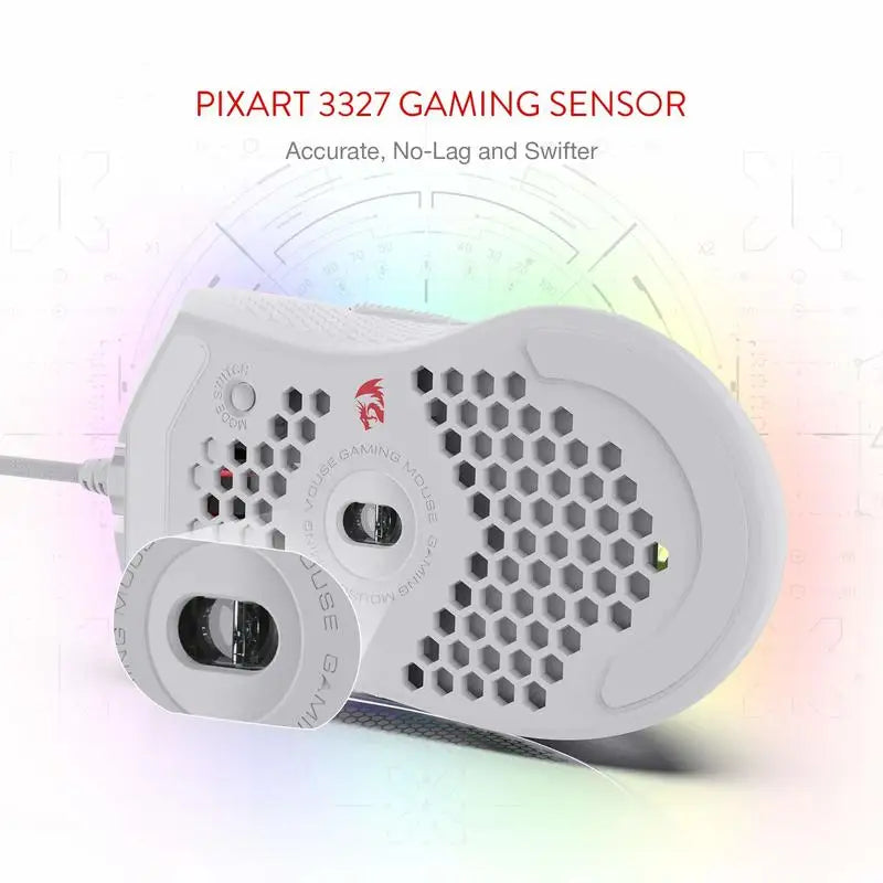 Redragon M808 Storm Lightweight RGB LED USB Gaming Mouse 12,400 DPI Optical Sensor 7 Programmable Buttons Precise Regist
