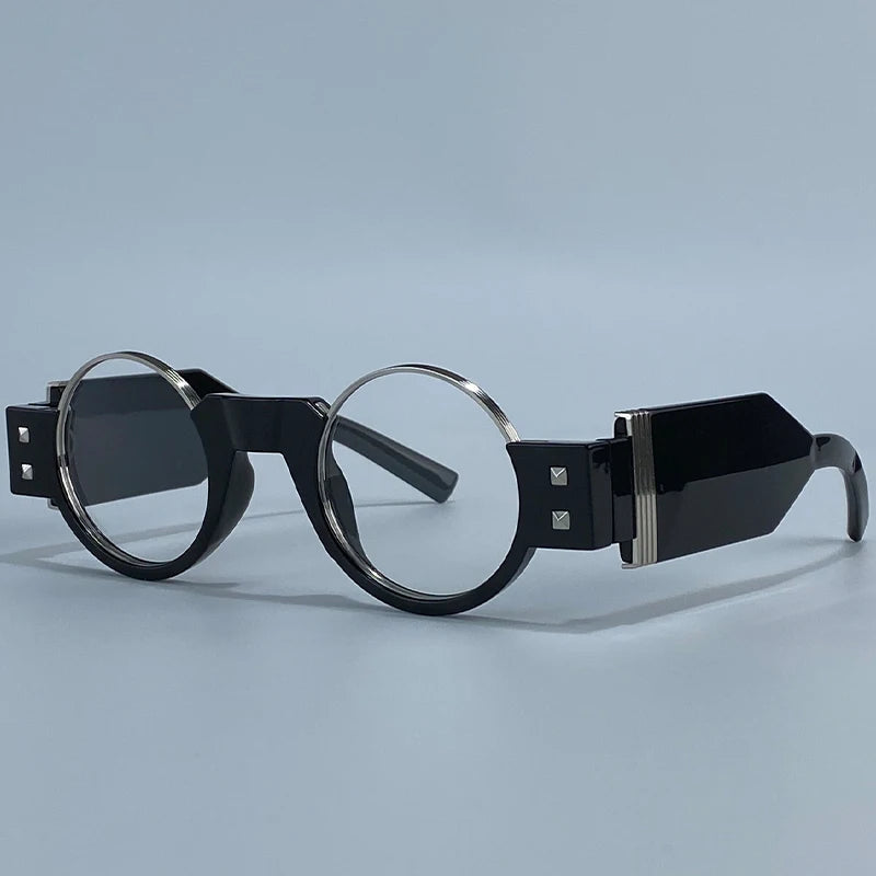 Y2K Punk Gothic Round Sunglasses Men 2026 Luxury Brand Steampunk Wide Temple Thick Frame Sun Glasses For Male Retro Cool Shades
