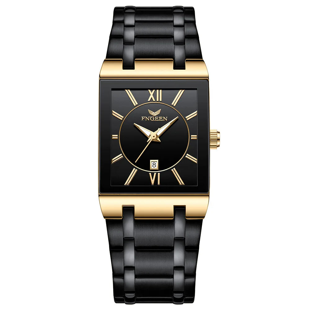 Montre-bracelet de luxe BINBOND à quartz précis pour homme, lumineuse, étanche, date automatique, en acier inoxydable durable, style décontracté.