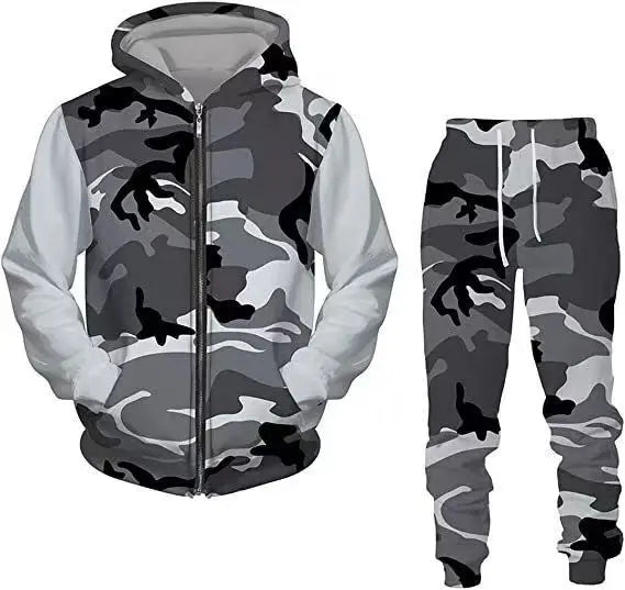 New 3D printed long sleeved hooded sweatshirt set for spring and autumn men's sportswear zipper sweatshirt, produit gaming premium Fraquane, équipement gamer
