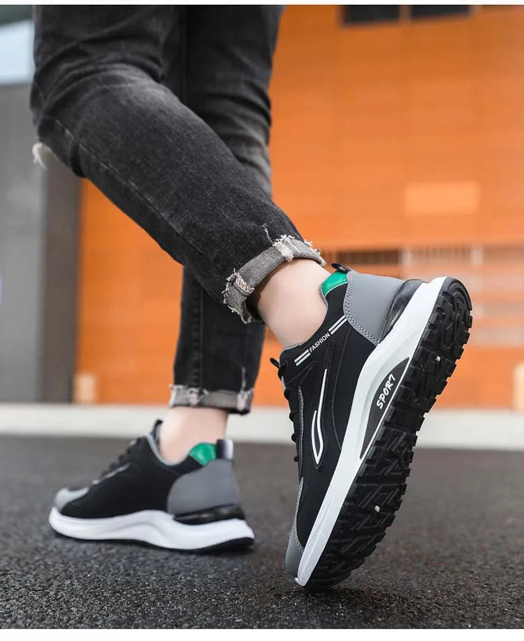 Pantofi sport casual pentru bărbați, stil coreean modern, cu șireturi, confortabili și respirabili, cu talpă groasă, pentru alergare
