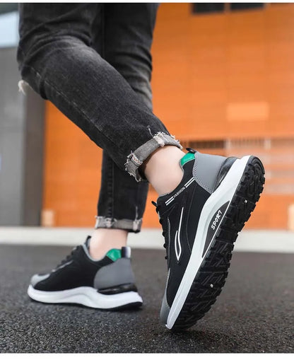 Pantofi sport casual pentru bărbați, stil coreean modern, cu șireturi, confortabili și respirabili, cu talpă groasă, pentru alergare