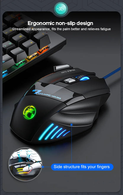 Herná myš USB Wired Gaming Mouse so 4 tlačidlami, ergonomická herná myš 2400DPI s RGB podsvietením a vysokopresným optickým senzorom
