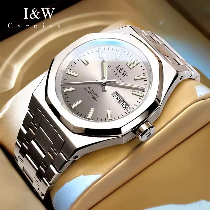 Montre mécanique pour homme CARNIVAL – Montre-bracelet automatique de luxe, verre saphir, mouvement MIYOTA, étanche jusqu'à 50 m