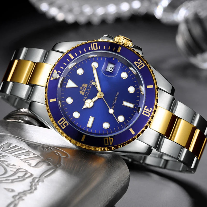 High Quality Automatic Mechanical Watch for Men Stainless Steel Red Dial Date Strong Luminous Luxury Men's Watch