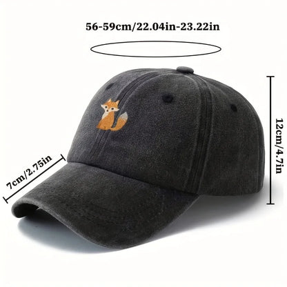 Schattige baseballpet met vossenprint voor dagelijkse casual mode, veelzijdige pet voor in de stad, geschikt voor mannen en vrouwen