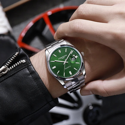 Orologio da polso da uomo CHRONOS – Marchio di lusso, impermeabile, luminescente, con datario, in acciaio inossidabile, con movimento al quarzo.