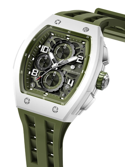 TSAR BOMBA Neue TB8204 Uhr für Herren, Japanisches Quarz-Chronographenwerk, 50M wasserdichte Armbanduhr, modische Sportuhr, luxuriöses Geschenk für Herren