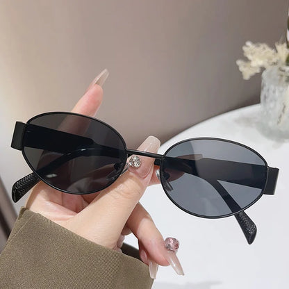 Sexy Small Oval Women's Sunglasses Trendy Luxury Design Metal Frame Shades UV400 Eyewear for Female Classic Vintage Sun Glasses
