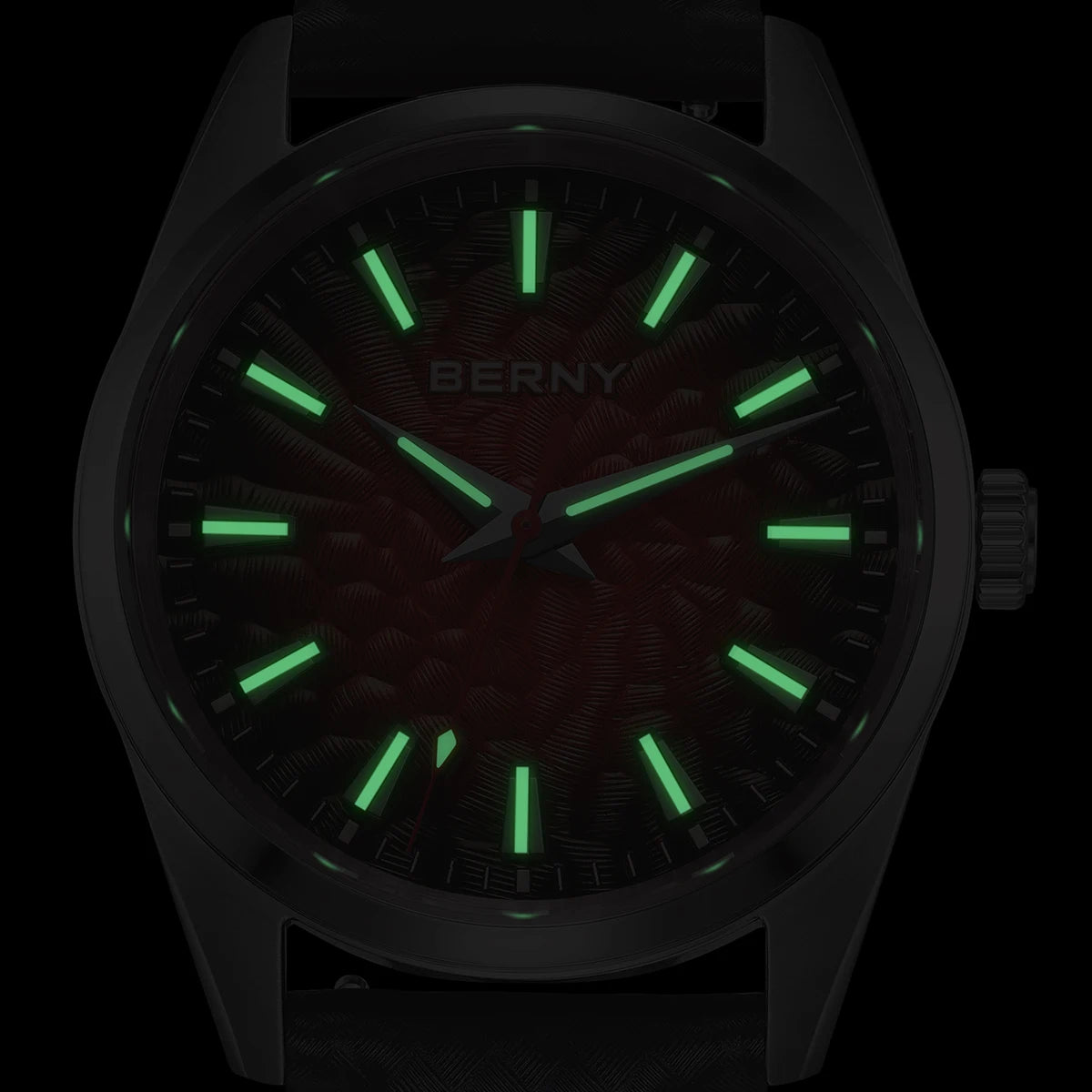 Montre pour homme BERNY – Montre à quartz élégante et classique, étanche à 10 ATM, dotée d'un verre saphir et d'aiguilles luminescentes, idéale pour une tenue habillée ou professionnelle, avec bracelet en cuir.