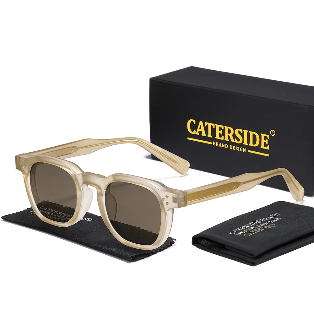CATERSIDE New Vintage Men's Sunglasses High-Quality Square Sun Glasses Women's Outdoor Travel Beach Summer Fashion Glasses Uv400