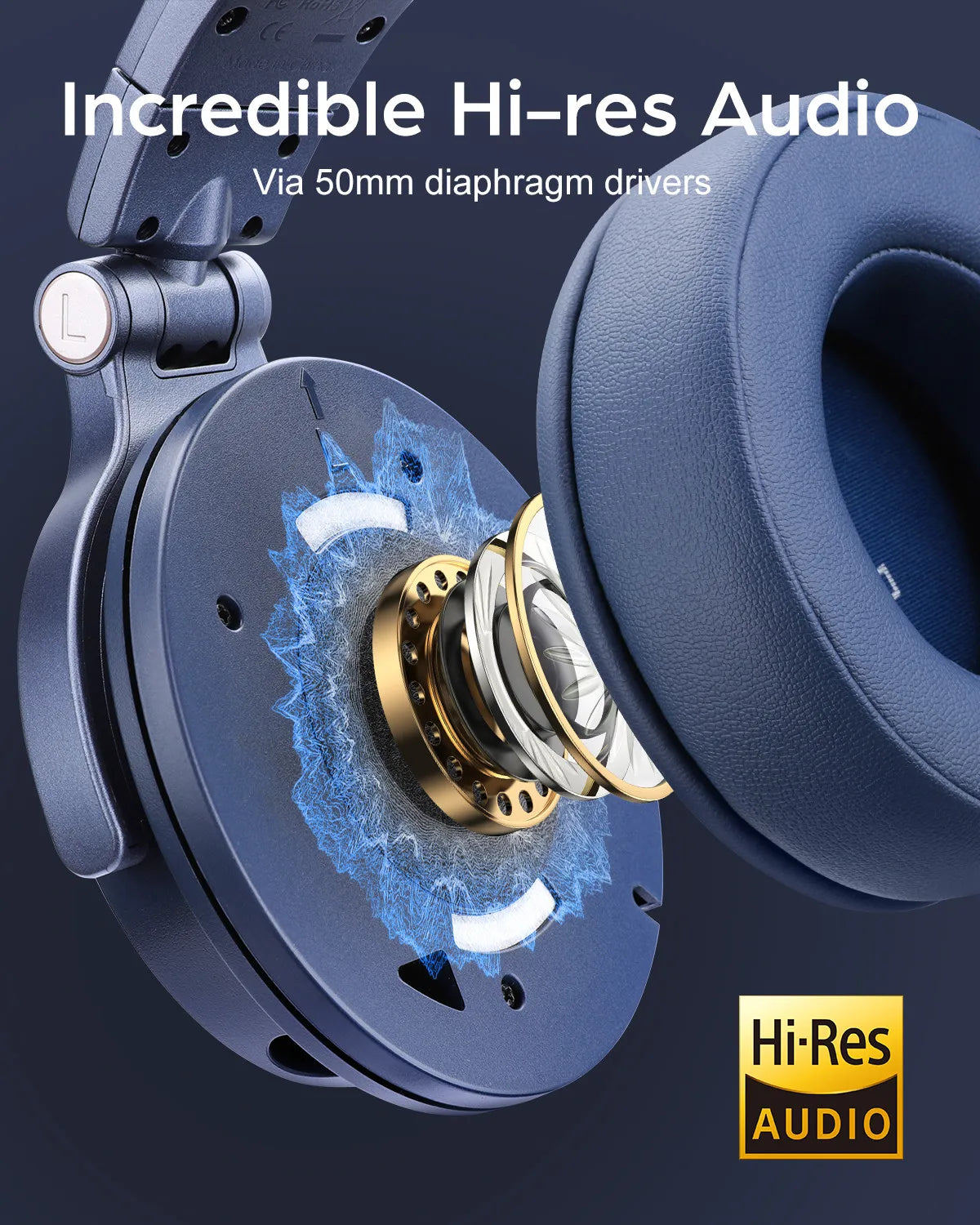 OneOdio Monitor 60 Wired HiFi Headphones Professional Studio DJ Headphones with 50mm Driver, Stereo Over Ear Headset, Detachable Cable & Microphone