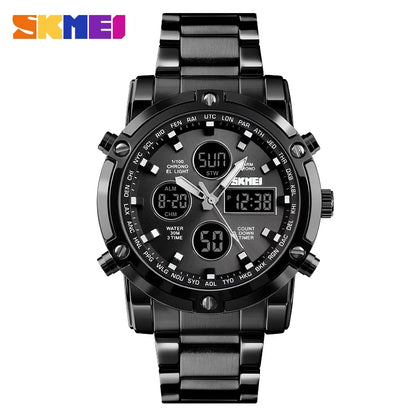 SKMEI 1389 Bracelet Wristwatch Clock Digital Quartz Watch Men Three Time Waterproof Quartz Wrist Mens Watch Relogio Masculino