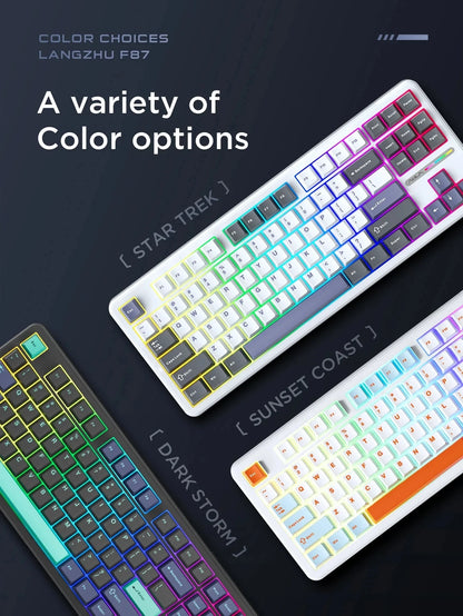 Teclado mecánico AULA F87 Pro 2.4g/USB/Bluetooth inalámbrico trimodo de 87 teclas, RGB, PBT, gasket, 5 capas de amortiguación, teclas completas sin impacto