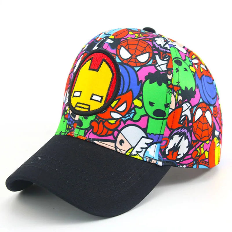 Marvel Avengers Superhero Iron Man Spider-Man Cartoon Children Spring and Autumn Baseball Cap Sun Protection Cap Sunscreen Hat
