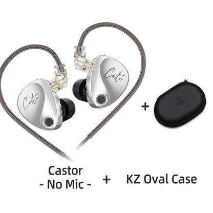 KZ Castor Wired Earbuds HiFi Bass Earphones with Dual Dynamic Drivers, Tunable Balanced Armature In-Ear Headphones, High Resolution Audio Earbuds