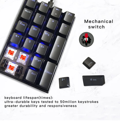 Motospeed K23 Mechanical Numeric Keypad USB Wired Numpad LED Backlight Gaming Keyboard Red Switch Extended Layout For PC Laptops