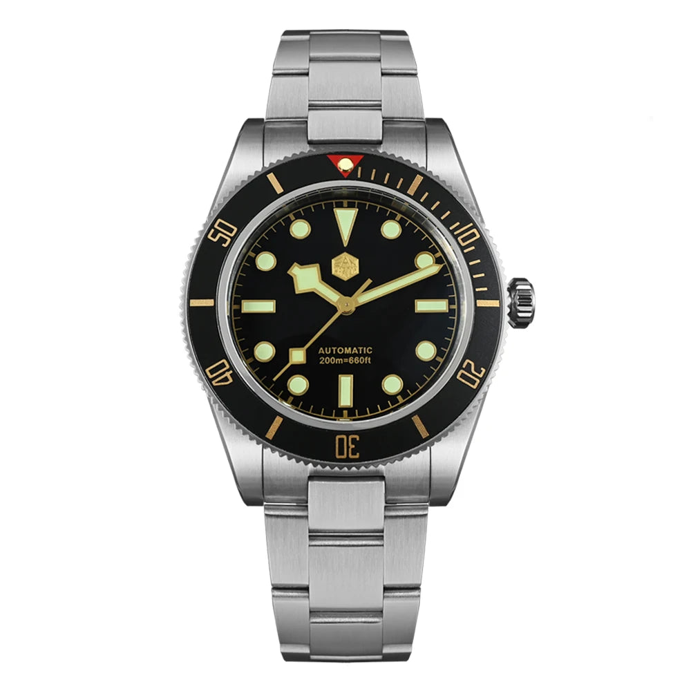 San Martin 40mm Retro Luxury Diver Watch NH35 Automatic Mechanical Watches for Men with Sapphire 200m Waterproof Luminous SN0008