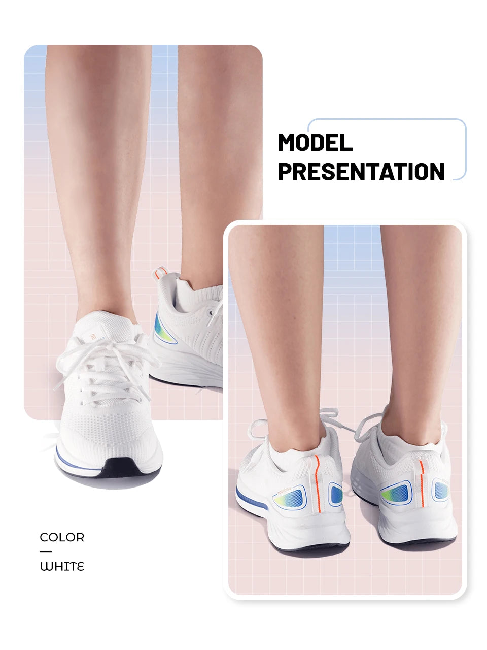 Baasploa Women Sport Shoes Comfort Lightweight Running Shoes for Women Mesh Breathable Casual Sneakers White Walking Sneakers