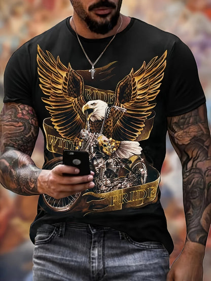 Modne majice z grafiko Eagle Luksuzne majice Poletne moške majice Sproščene majice Majice s kratkimi rokavi 3D-tiskanje Moška oblačila