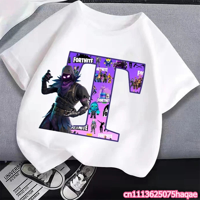 Нови детски тениски Fortnite с анимационна графика и надписи, летни ежедневни спортни топове с къс ръкав за момчета и момичета, детско облекло