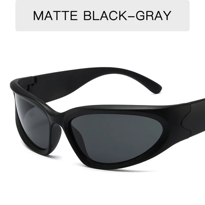 Y2K Wrap Around Sunglasses Fashion Rave Metallic Chrome Space Alien Glasses Futuristic Shades Sports for Women Men