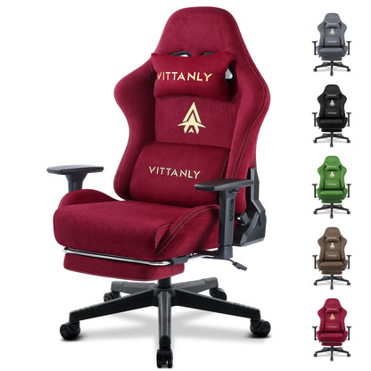 Kitinjoy Natural Suede Gaming Chair High Back Ergonomic Computer Chair With Footrest Reclining Adult Comfortable Office Chair