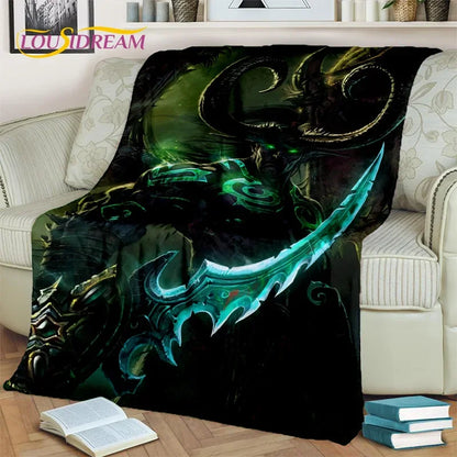 3D World of Warcraft Game WOW Lich King DH Blanket,Soft Throw Blanket for Home Bedroom Bed Sofa Picnic Travel Office Cover Kids