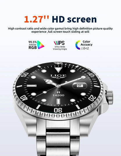 LIGE 2026 Business Smart Watch Men IP68 Waterproof Bluetooth call Sport Men Watches 1.27"HD Screen Health Monitor New Smartwatch