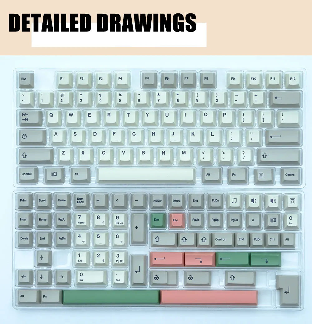 KBDiy GMK 9009 Retro Cherry Profile Keycap 134 Keys/Set For Mechanical Keyboard DIY Custom PBT DYE-SUB 61 60 Bakclit ISO Keycaps