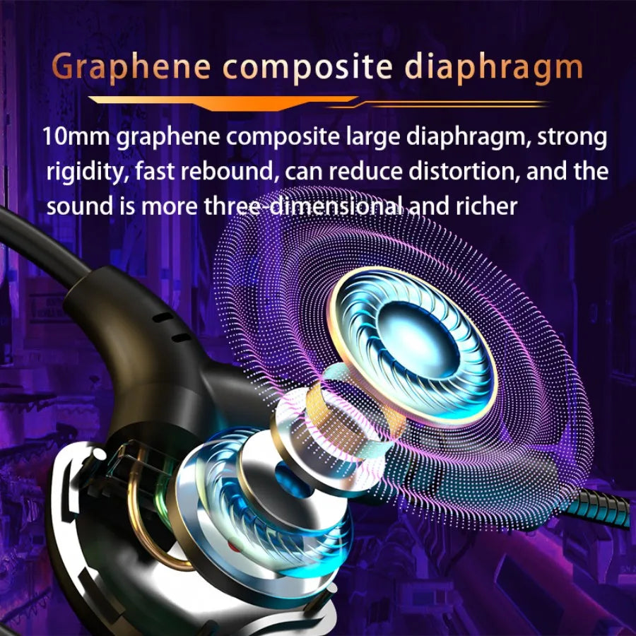 3.5mm/Type-C/USB  E-sports Gaming Headset 360° Surround Sound, HiFi Stereo Wired Headphone in-ear dual Mic, PUBG Gaming Earphone